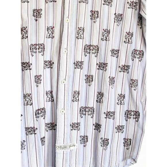 English Laundry Women's Lion Crest Stripe Long Sleeve Button Shirt - Sz M - Picture 3 of 7